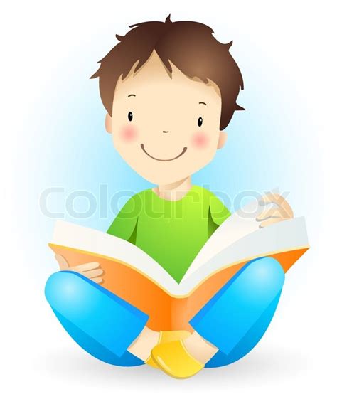 Download boy reading book images and photos. Reading boy. | Stock Vector | Colourbox