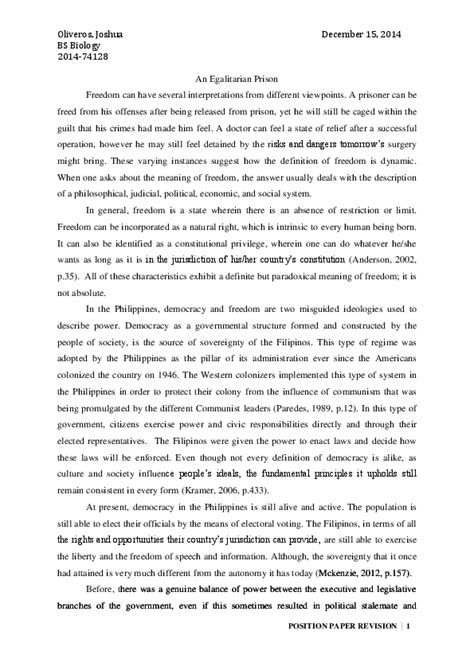 Writing a position paper means you have to present a personal view from many sides. (DOC) Democracy in the Philippines | Joshua Oliveros ...
