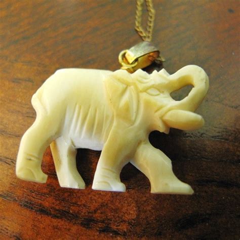 Vintage Small Carved Ivory Elephant Necklace