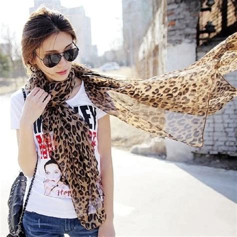 buy hot women foulard summer scarf shawl sexy leopard scarves for women chiffon