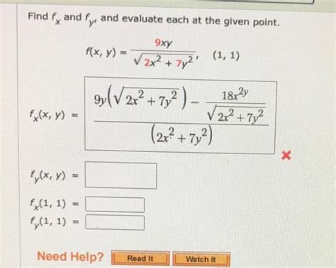 Solved Find Fx And Fy And Evaluate Each At The Given Point Chegg Com