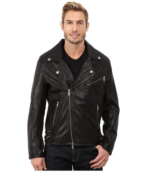 Lyst Dkny Washed Leather Biker Jacket Black Capsule In Black For Men