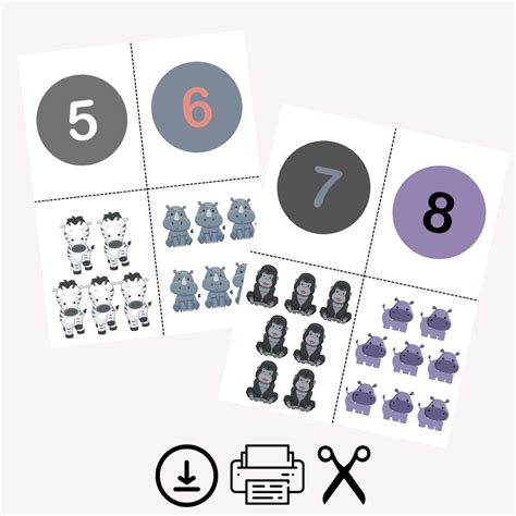 Printable Animal Number Flash Cards Matching Game Printable Card Game