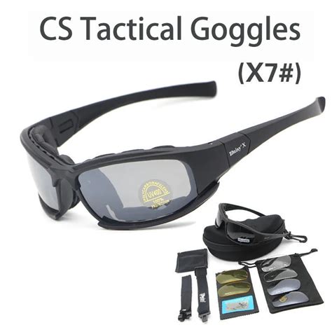 X7 Daisy Tactical Polarized Glasses Military Goggles Army Sunglasses With 4 Lens Original Box