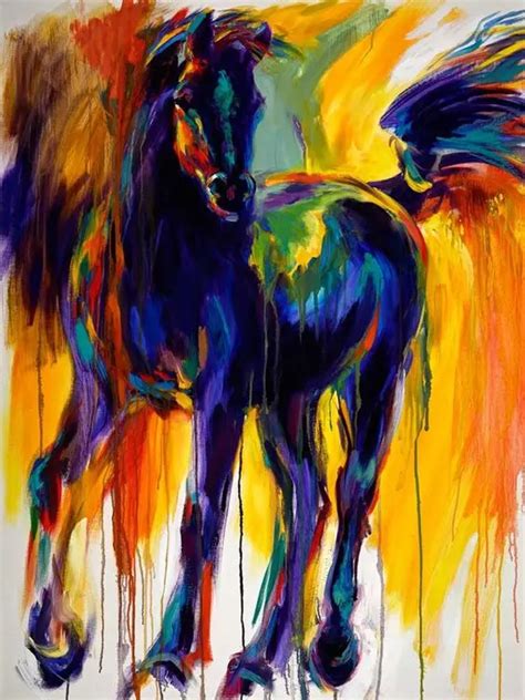 High Quality Hand Painted Animal Abstract Colorhorse Oil Painting