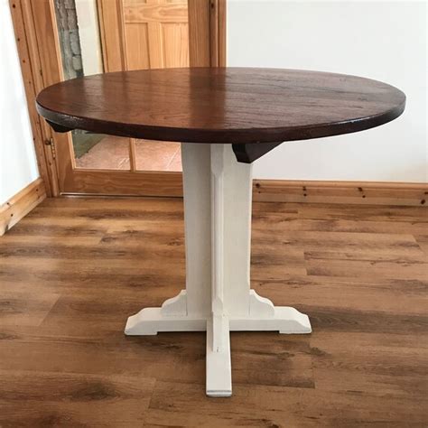 Solid Wood Round Pedestal Table 90cm Diameter White Base Etsy