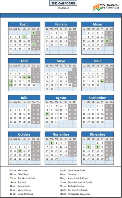 Calendario Laboral En Valencia Estos Son Los Festivos Y Puentes