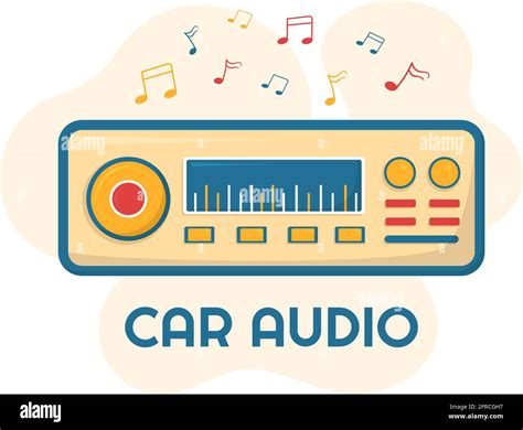 Car Audio With Loud Speakers Sound System Or Music Automobile In Flat