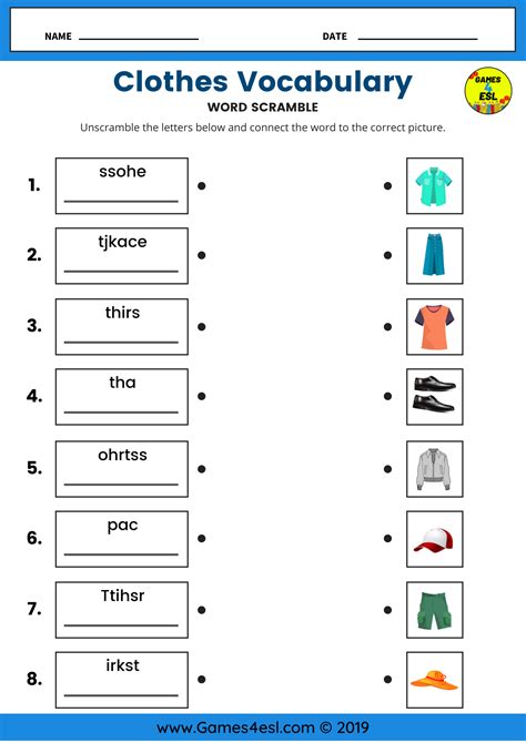 Clothes Vocabulary Worksheet Esl Worksheet For Beginners Hojas De