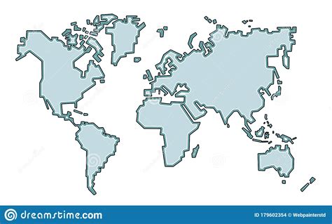 World Map Vector Flat Cartoons In A Rough Style Inaccurate It Looks