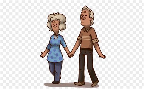 Old Couple Holding Hands Drawing Cartoon Grandparent Png Image Pnghero