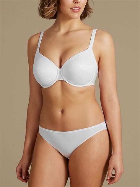 Marks And Spencer Mand5 White Smoothing Jacquard Full Cup Bra Cup Size 32 To 44 Dd E F G Gg