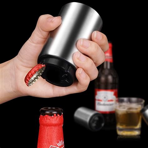 Stainless Steel Push Beer Opener Magnetic Automatic Beer Bottle