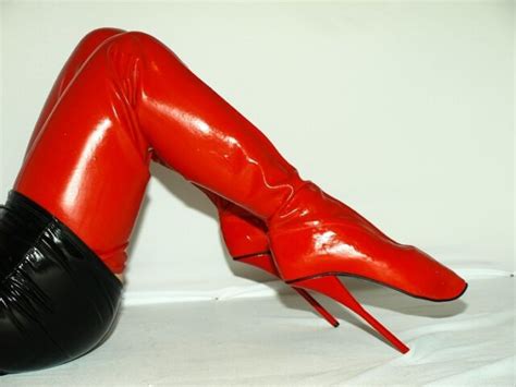 Black Or Red Latex Rubber Ballet Boots Size 10 16 Heels 85 Producer Poland Ebay