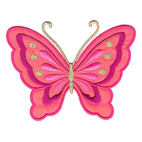 Hot Pink Butterfly Iron On Patches