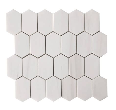 White Elegant Elongated Hex Mosaic Polished Decorative Materials