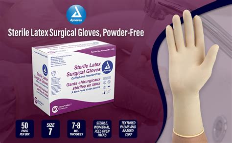 Amazon Com Dynarex Powder Free Latex Surgeon Gloves Size Pair