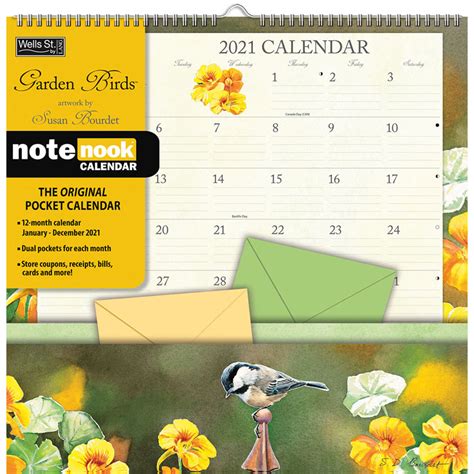 Garden Birds 2021 Note Nook Wall Calendar Avalanche Publishing