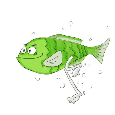 Fisch Mit Beinen Zeichnen Fisch Schwimmen Png Und Psd Datei Zum