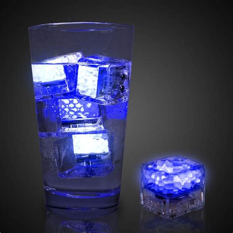 blue liquid activated light up ice cubes