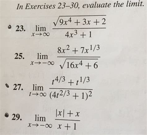 solved evaluate the limit lim x rightarrow infinity