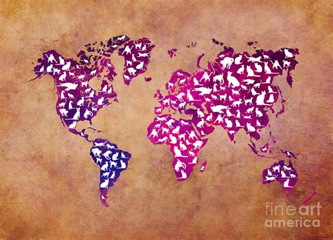 Cats World Map Digital Art By Justyna Jaszke Jbjart Fine Art America