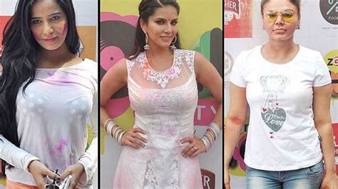 Sunny Leone Poonam Pandey Rakhi Sawant Celebrated A Sensuous Holi See Pics India Tv