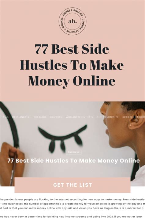 77 best side hustles to make money online andrea bolder online business coach course