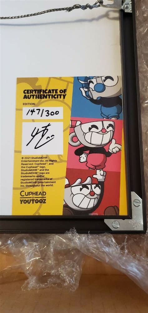 Youtooz Cuphead Framed 12 X 12 Print Rare New In Box Limited Numbered