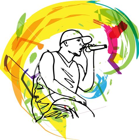 sketch of hip hop singer singing into a microphone vector illustration royalty free stock image