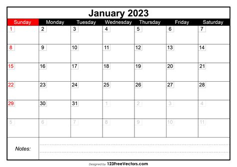 Free January Calendar 2023