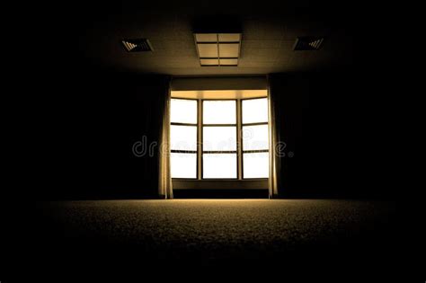 Large Window In Dark Room Stock Image Image Of Draperies 7948405