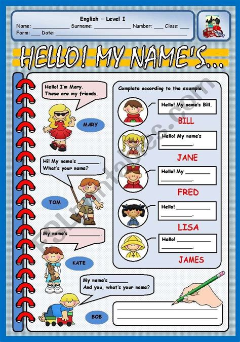 Hello My Names Esl Worksheet By Xani Vocabulary Worksheets Hello