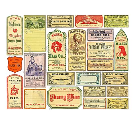 Apothecary Clip Art Labels Printed Sheet Druggist Decal Etsy