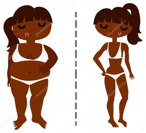 fat to fit woman transformation — stock vector © lenanayashkova 59018435