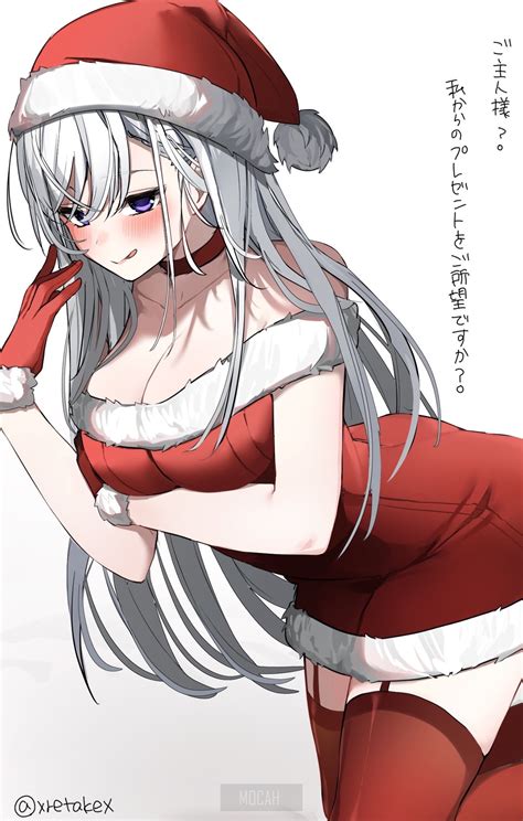 401818 Anime Anime Girl Azur Lane Belfast Azur Lane Santa Hats Long Hair Boobs Hd