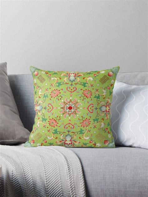 Everyone has a neutral sofa, chairs or a bed which could use some life and interest. 'Green and Red Chinese Floral Chinoserie Pattern' Throw ...