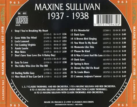round to midnight maxine sullivan 1937 1938 {cc 963} 1997 flac tracks cue lossless