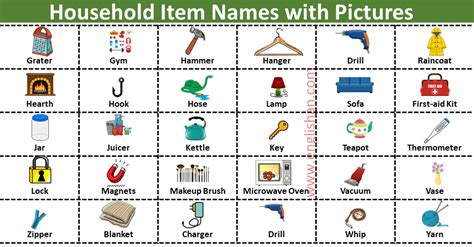 Image Of Household Items List Pdf • Englishan