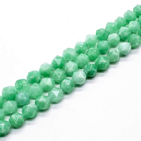 Dyed Jade Facet Nugget Beads 15 String Green