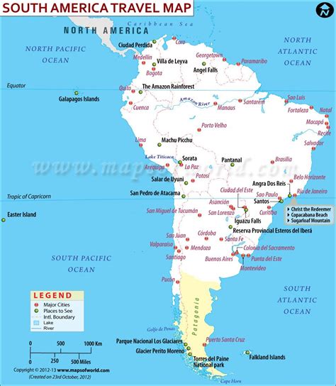 South America Travel Information Map Tourist Attractions Major