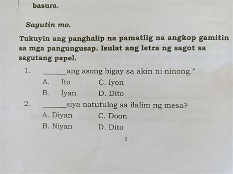 Tukuyin Ang Panghalip Na Pamatlig Na Angkop Gamitin Ang Mga Pangungusap