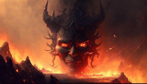 Premium Ai Image A Demon Face With Flames And Flames On The Face