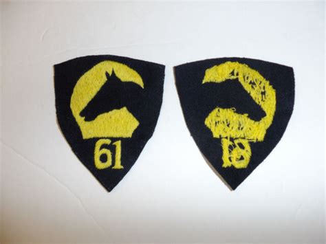 B2509 1930s Ww 2 Us Army 61st Cavalry Division Shoulder Patch Black