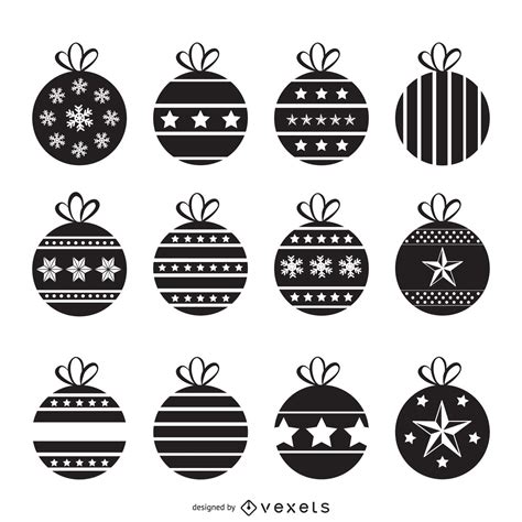 Christmas Decorations Silhouette Set Vector Download