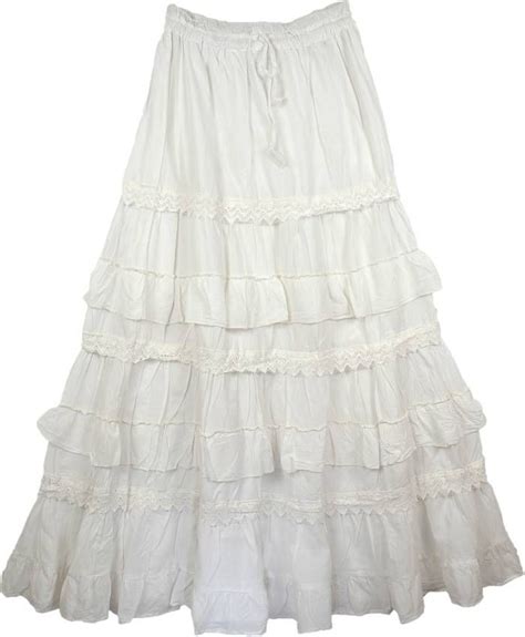 Westar White Frills Long Skirt White Long Skirt Clothes Petite Long