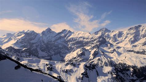 Snow Mountain Panorama Mountain Peak Alps Glaciers Aerial View Stock