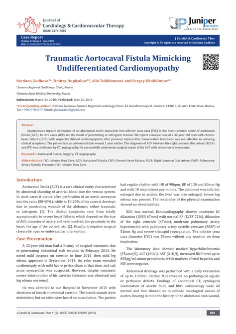 PDF Traumatic Aortocaval Fistula Mimiсking Undifferentiated