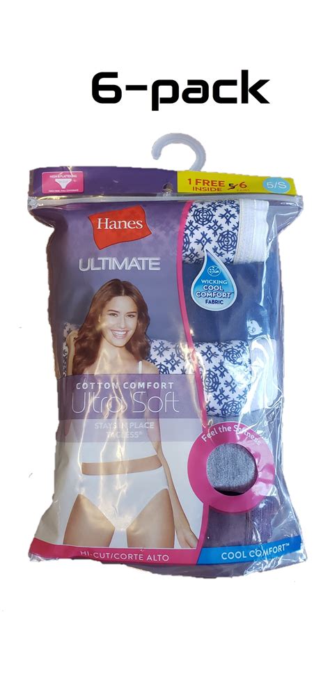Hanes 6 Pack Ultimate Cotton Comfort Ultra Soft Hi Cut Tagless 5s