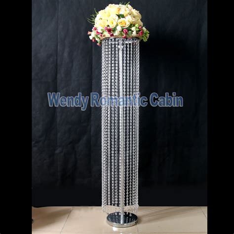 120cm Tall Wedding Crystal Pillars Flower Stand Wedding Road Leads